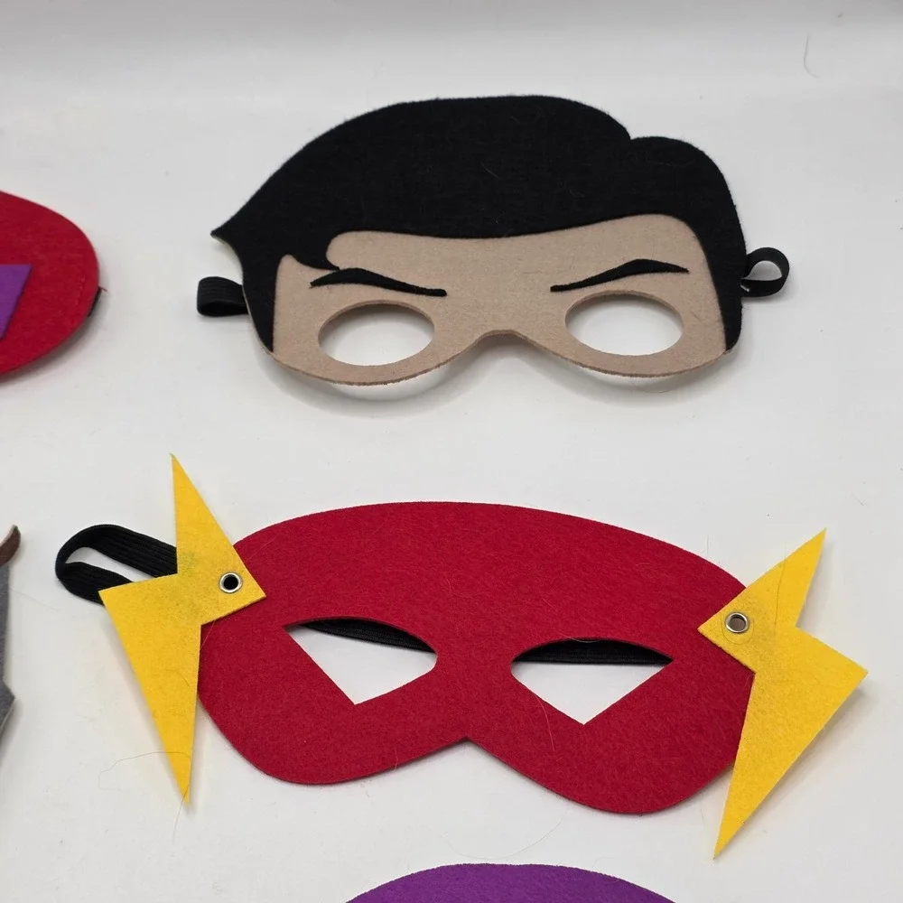 Superhero Felt Mask Set 6pc Kids Costume Dress Up Flash Superman Green Goblin‎
